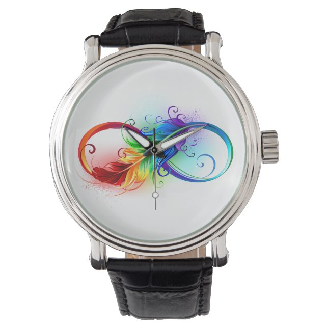 Infinity Symbol with Rainbow Feather Watch (Front)