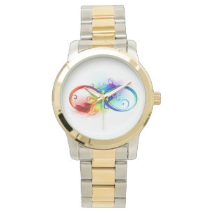 Infinity Symbol with Rainbow Feather Watch
