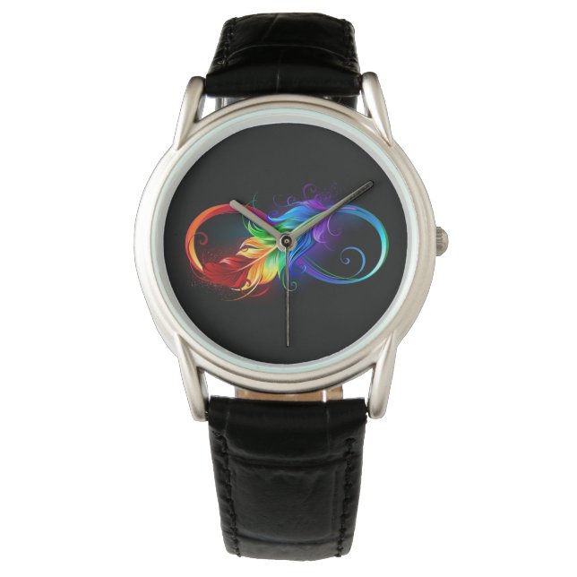 Infinity Symbol with Rainbow Feather Watch (Front)