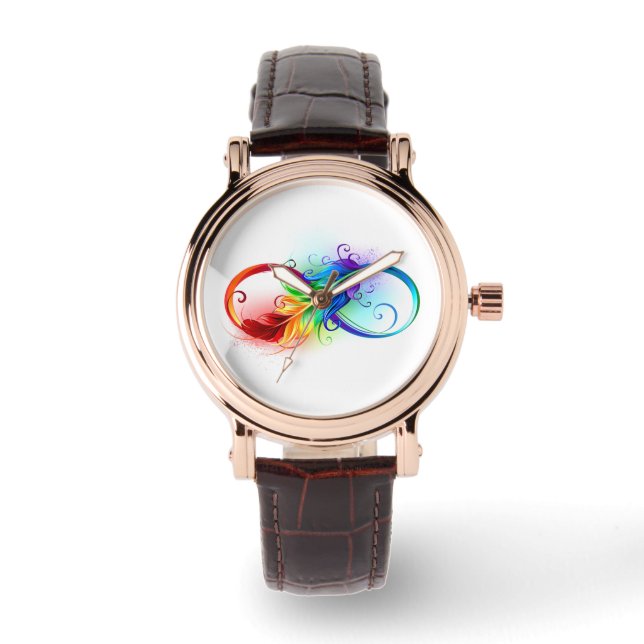 Infinity Symbol with Rainbow Feather Watch (Front)