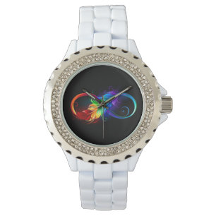 Infinity Symbol with Rainbow Feather Watch
