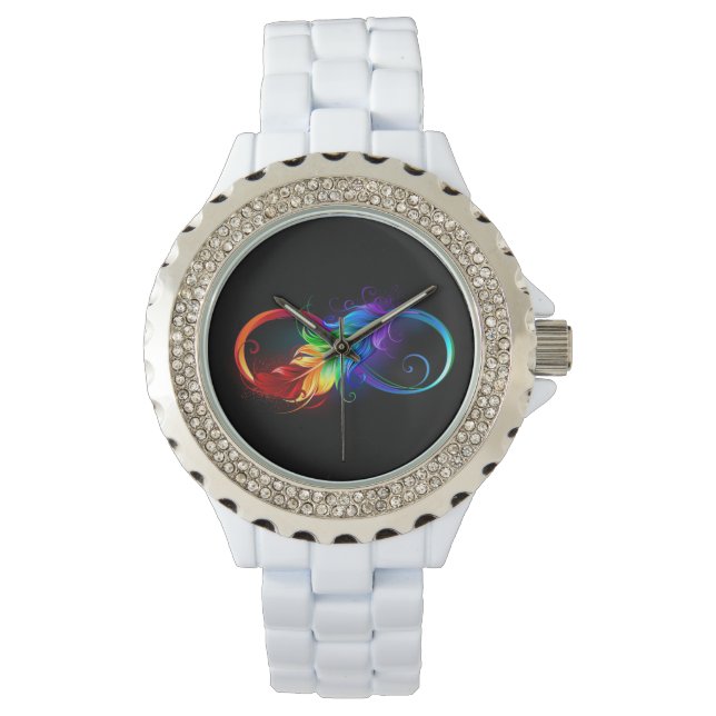 Infinity Symbol with Rainbow Feather Watch (Front)