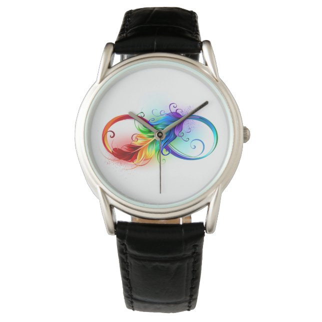 Infinity Symbol with Rainbow Feather Watch (Front)