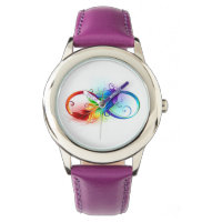 Infinity Symbol with Rainbow Feather