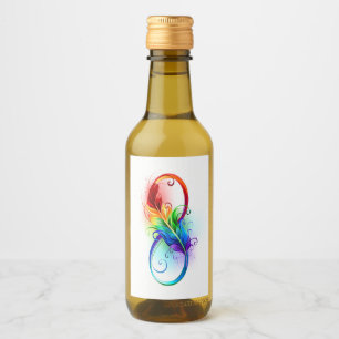 Infinity Symbol with Rainbow Feather Wine Label