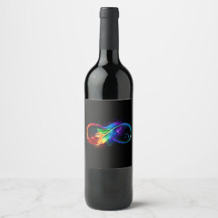 Infinity Symbol with Rainbow Feather Wine Label
