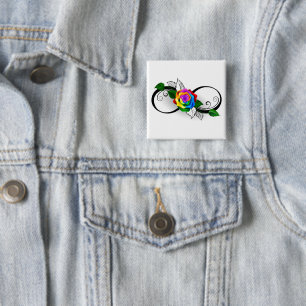 Infinity Symbol with Rainbow Rose 15 Cm Square Badge