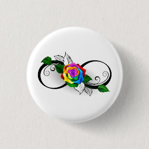 Infinity Symbol with Rainbow Rose 3 Cm Round Badge