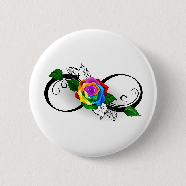 Infinity Symbol with Rainbow Rose 6 Cm Round Badge (Front)