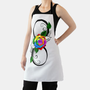 Infinity Symbol with Rainbow Rose Apron