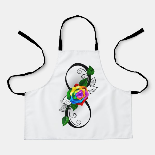 Infinity Symbol with Rainbow Rose Apron (Front)