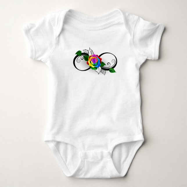 Infinity Symbol with Rainbow Rose Baby Bodysuit (Front)