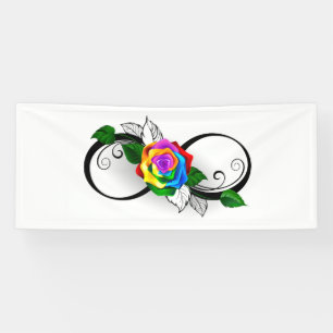 Infinity Symbol with Rainbow Rose Banner