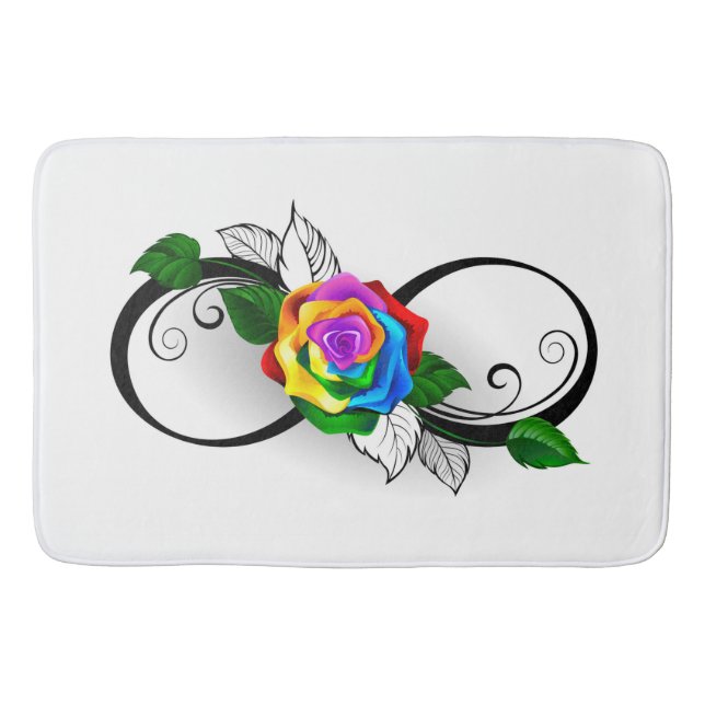 Infinity Symbol with Rainbow Rose Bath Mat (Front)