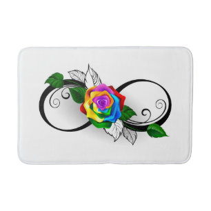 Infinity Symbol with Rainbow Rose Bath Mat
