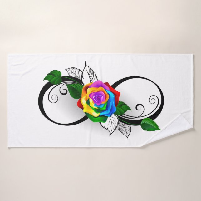 Infinity Symbol with Rainbow Rose Bath Towel (Bath Towel)