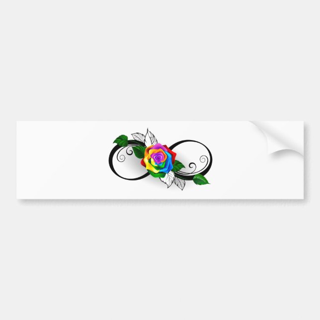 Infinity Symbol with Rainbow Rose Bumper Sticker (Front)