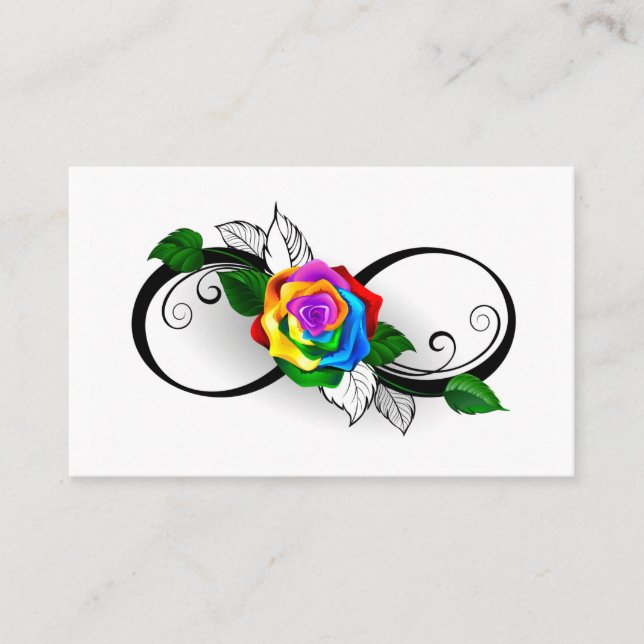 Infinity Symbol with Rainbow Rose Business Card (Front)