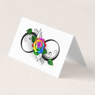 Infinity Symbol with Rainbow Rose Business Card