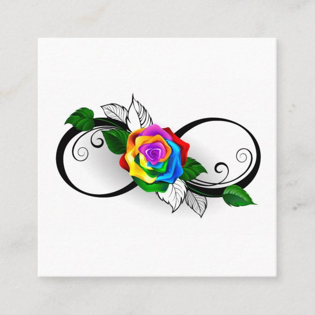 Infinity Symbol with Rainbow Rose Calling Card (Front)