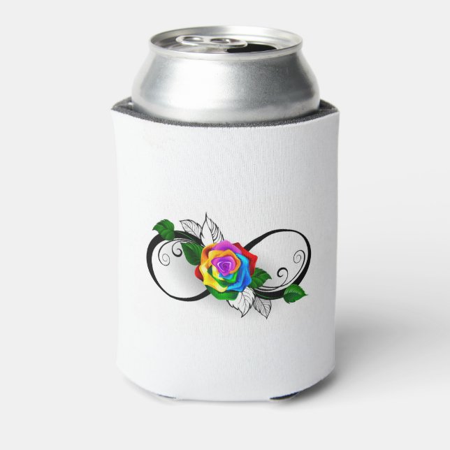 Infinity Symbol with Rainbow Rose Can Cooler (Can Back)