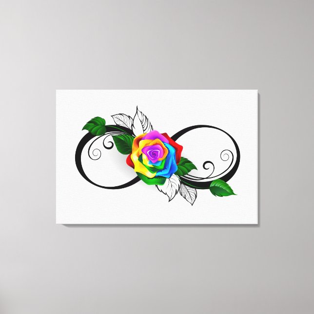 Infinity Symbol with Rainbow Rose Canvas Print (Front)