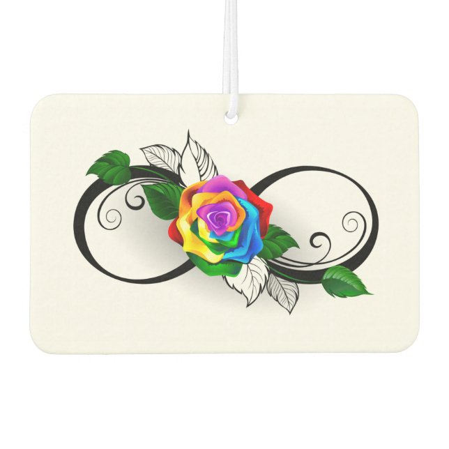 Infinity Symbol with Rainbow Rose Car Air Freshener (Front)