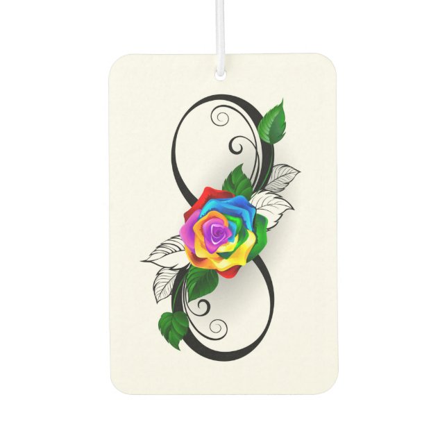 Infinity Symbol with Rainbow Rose Car Air Freshener (Front)