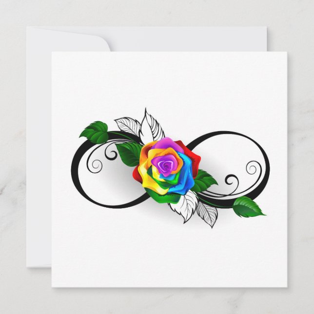 Infinity Symbol with Rainbow Rose Card (Front)