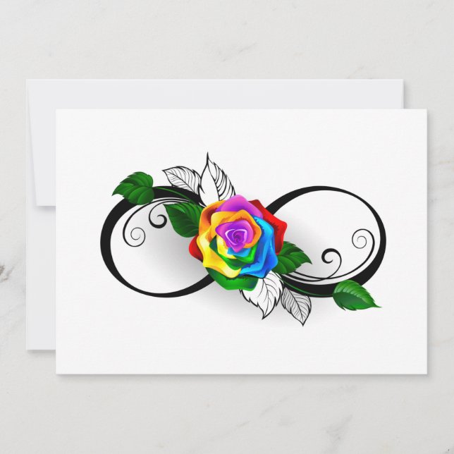 Infinity Symbol with Rainbow Rose Card (Front)