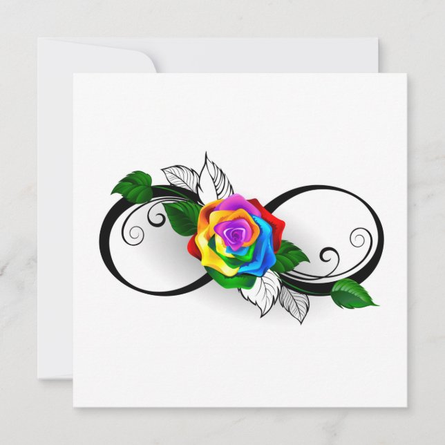 Infinity Symbol with Rainbow Rose Card (Front)