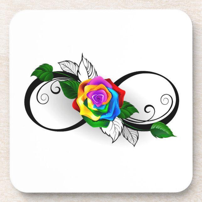 Infinity Symbol with Rainbow Rose Coaster (Front)