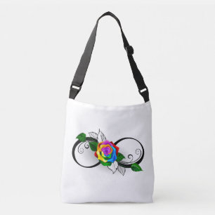 Infinity Symbol with Rainbow Rose Crossbody Bag