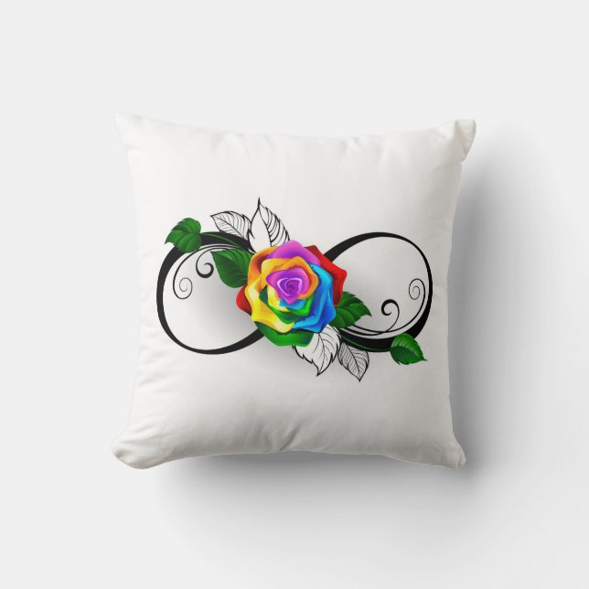 Infinity Symbol with Rainbow Rose Cushion (Front)
