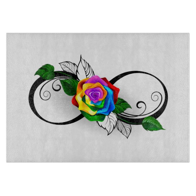 Infinity Symbol with Rainbow Rose Cutting Board (Front)