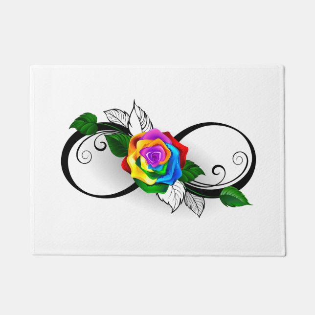 Infinity Symbol with Rainbow Rose Doormat (Front)