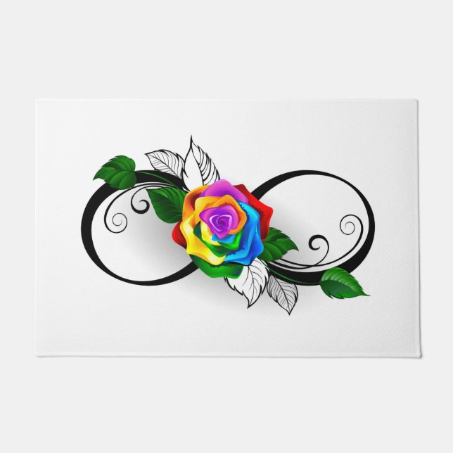 Infinity Symbol with Rainbow Rose Doormat (Front)