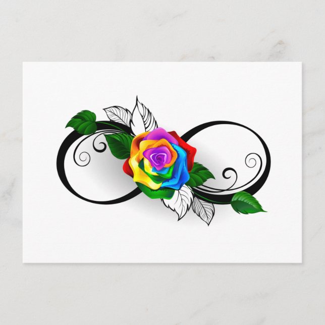 Infinity Symbol with Rainbow Rose Enclosure Card (Front)