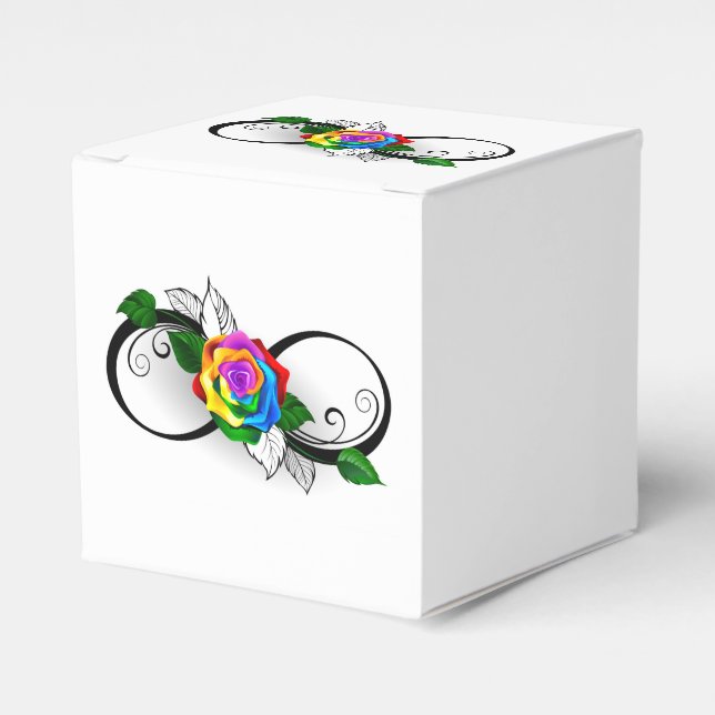 Infinity Symbol with Rainbow Rose Favour Box (Front Side)