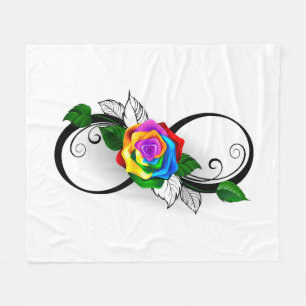 Infinity Symbol with Rainbow Rose Fleece Blanket