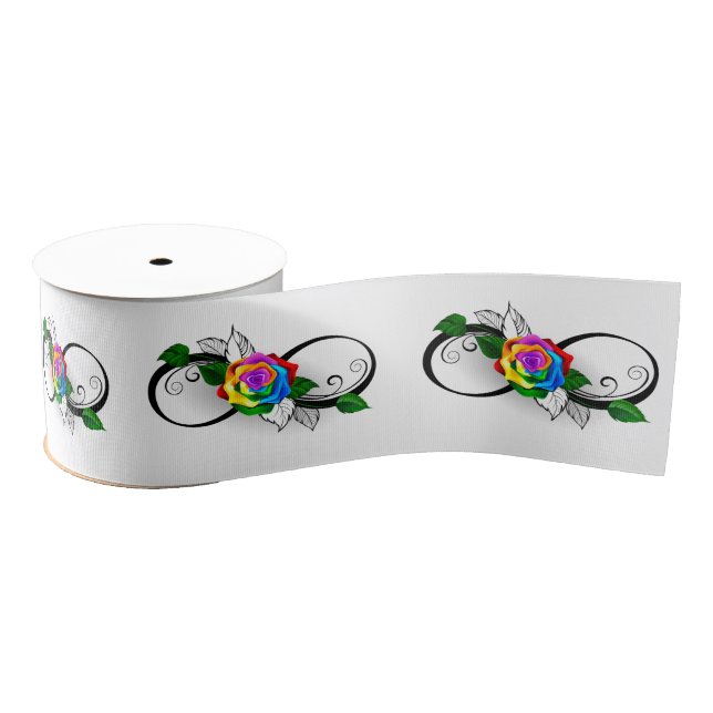 Infinity Symbol with Rainbow Rose Grosgrain Ribbon (Spool)