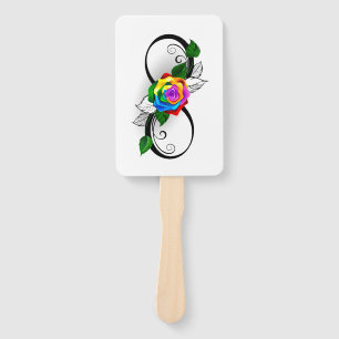 Infinity Symbol with Rainbow Rose Hand Fan