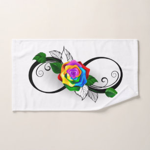 Infinity Symbol with Rainbow Rose Hand Towel