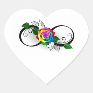Infinity Symbol with Rainbow Rose Heart Sticker
