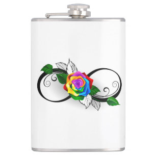 Infinity Symbol with Rainbow Rose Hip Flask
