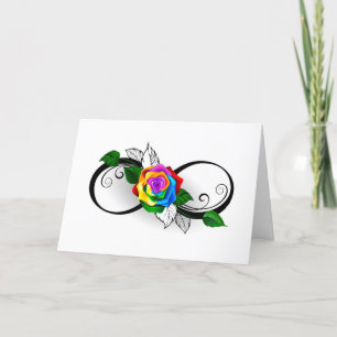 Infinity Symbol with Rainbow Rose Holiday Card