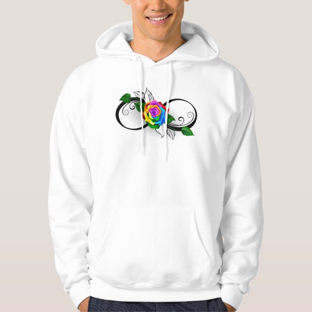 Infinity Symbol with Rainbow Rose Hoodie (Front)