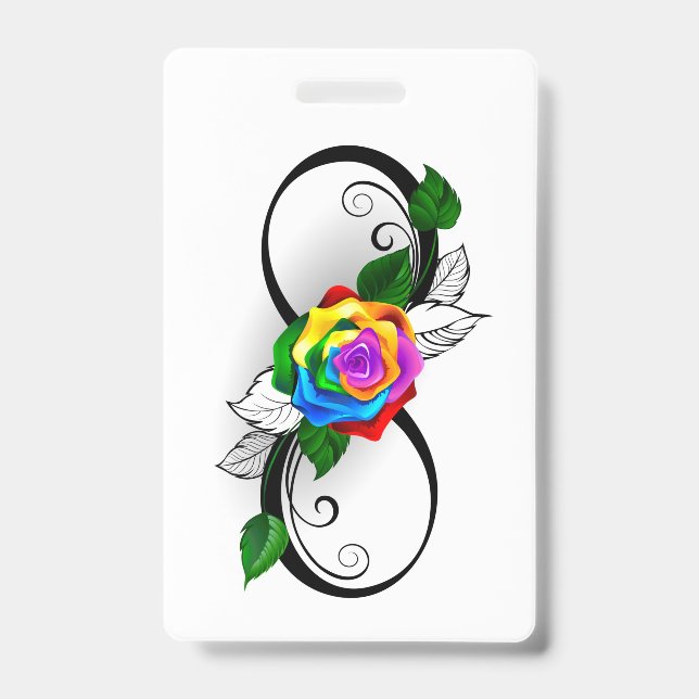Infinity Symbol with Rainbow Rose ID Badge (Front)