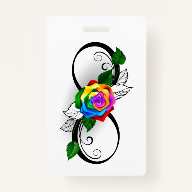 Infinity Symbol with Rainbow Rose ID Badge (Front)