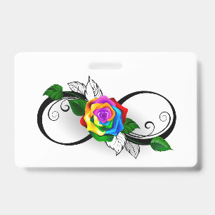 Infinity Symbol with Rainbow Rose ID Badge